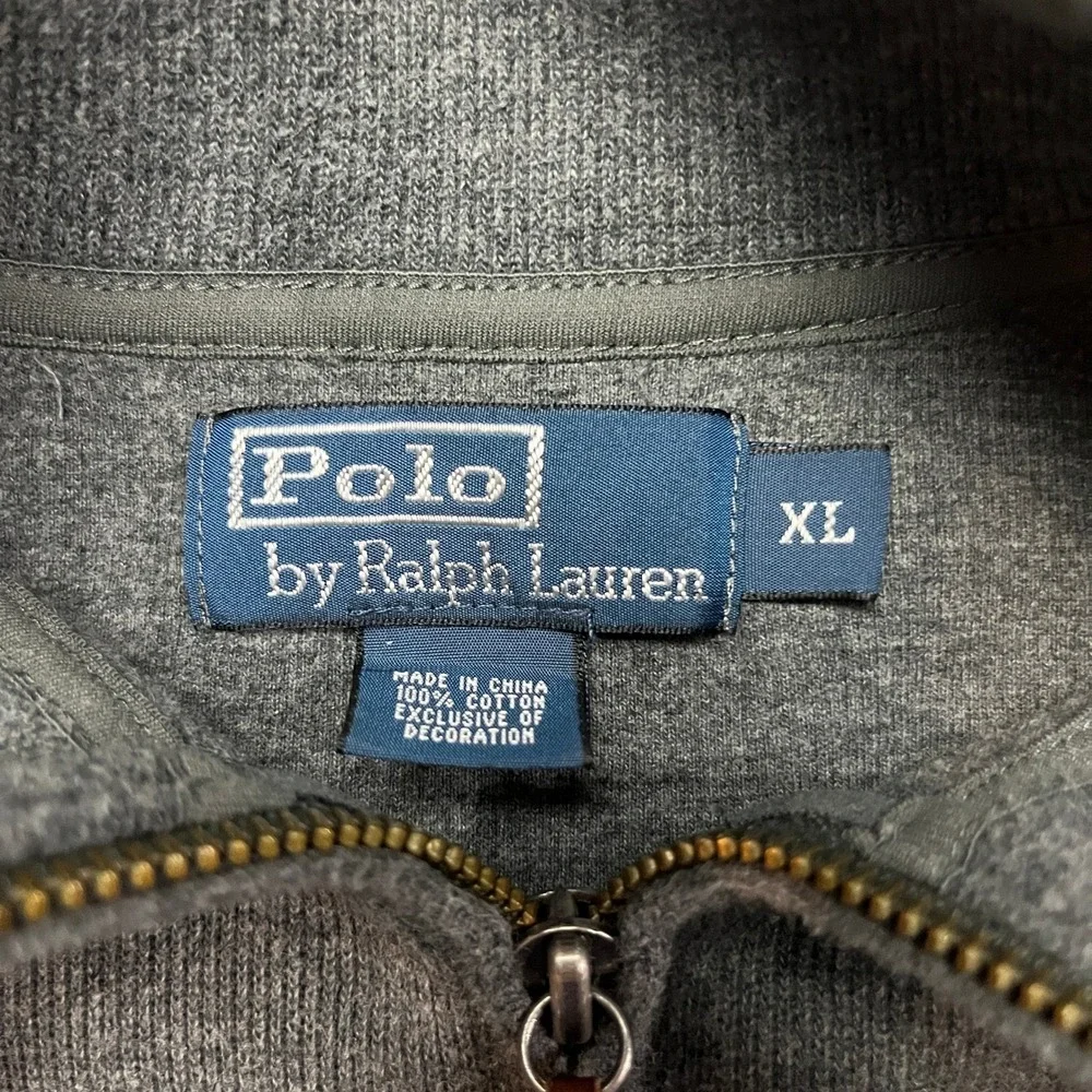 Polo Ralph Lauren Sweater Mens XL Gray Quarter Zip Pullover Cotton‎ Pony Logo
